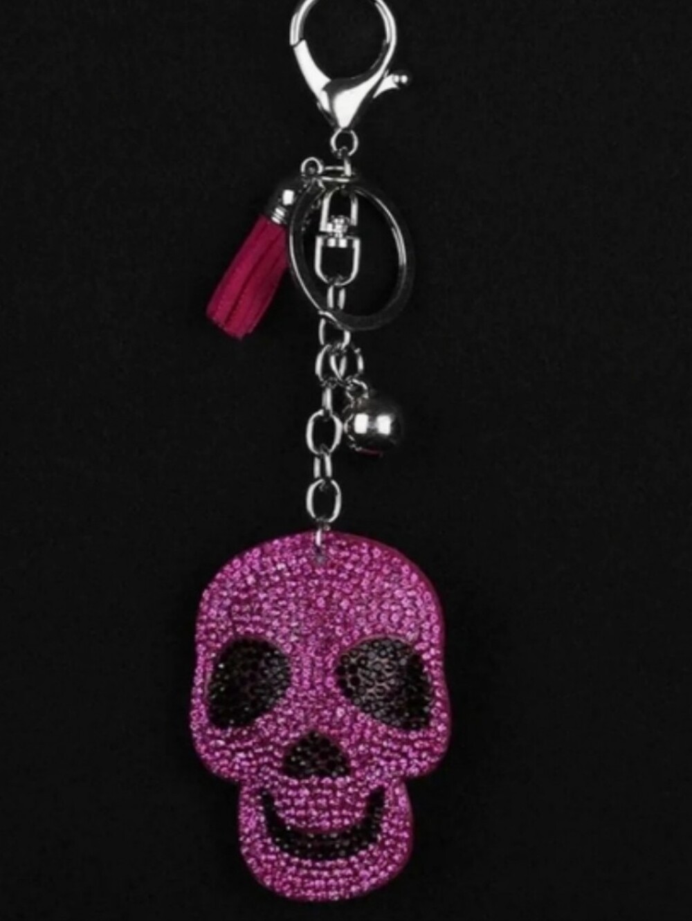 Rhinestone Tassel Key Ring for Purse Handbag Car Decor Skull Black/pink& Gold - Picture 5 of 13